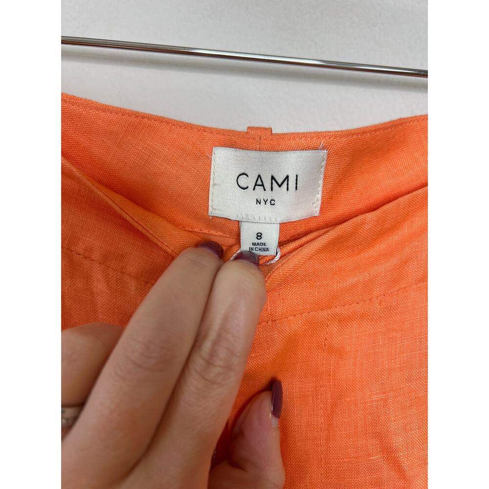 NWT Cami NYC Linen High Waisted Rabia Tailored Short Orange Women's Size: 8 - Picture 6 of 8